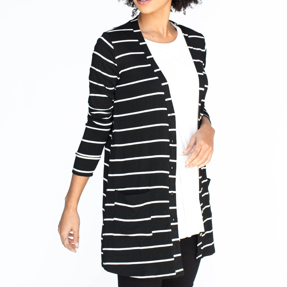 B&W Striped Cardigan